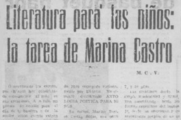 Literatura para los niños: la tarea de Marina Castro