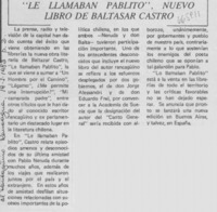 "Le llamaban Pablito", nuevo libro de Baltasar Castro.
