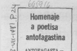 Homenaje a poetisa antofagastina.