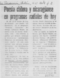 Poesía chilena y nicaragüense en programas radiales de hoy.
