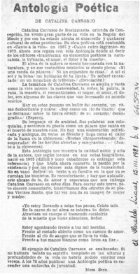 Antología poética de Catalina Carrasco  [artículo] Mesa Seco.