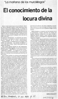 El conocimiento de la locura divina  [artículo] Edilberto Domarchi V.