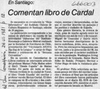 Comentan libro de Cardal.  [artículo]