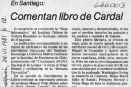 Comentan libro de Cardal.  [artículo]