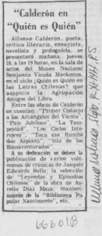 Calderón en "Quién es quién".