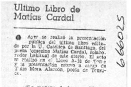 Ultimo libro de Matías Cardal.  [artículo]