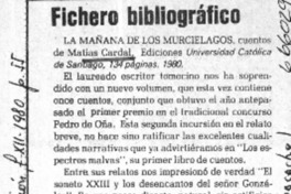 La mañana de los murciélagos  [artículo] Carlos René Ibacache.