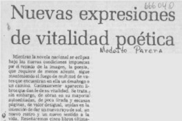 Nuevas expresiones de vitalidad poética