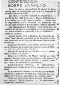 Conferencia sobre Unamuno.  [artículo]