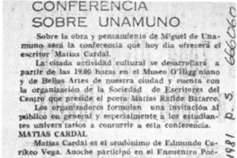 Conferencia sobre Unamuno.  [artículo]