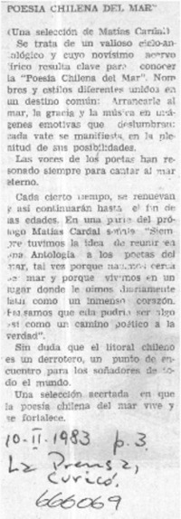 Poesía chilena del mar".  [artículo]