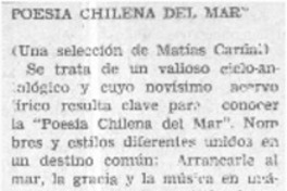 Poesía chilena del mar".  [artículo]