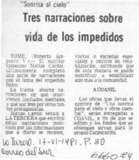 Tres narraciones sobre vida de los impedidos.  [artículo]