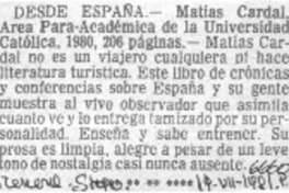 Desde España.  [artículo]