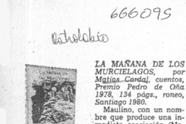 La mañana de los murciélagos.  [artículo]