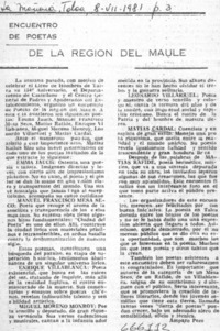 Encuentro de poetas de la región del Maule  [artículo] Amparo Pozo Donoso.