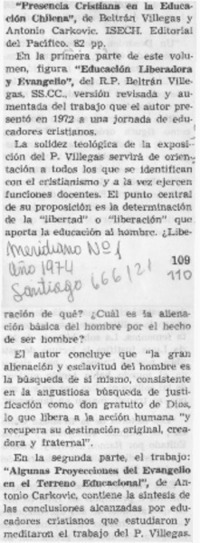 Presencia cristiana en la educación chilena.