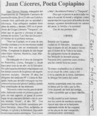 Juan Cáceres, poeta copiapino.