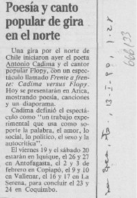 Poesía y canto popular de gira en el norte.