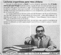 Lectores argentinos para libro chileno.  [artículo]