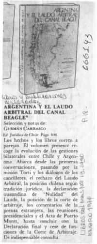 Argentina y el laudo arbitral del Canal Beagle.  [artículo]