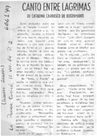 Canto entre lágrimas  [artículo] Alberto Arraño.