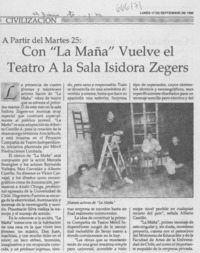 Con "La maña" vuelve el teatro a la sala Isidora Zegers.