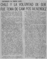 Chile y la voluntad de ser fue tema de cam pos Menéndez.