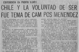 Chile y la voluntad de ser fue tema de cam pos Menéndez.