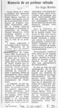 Memoria de un profesor retirado