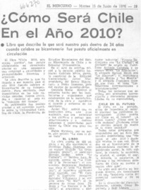 ¿Cómo será Chile en el año 2010?