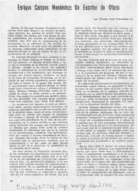 Enrique Campos Menéndez: un escritor de oficio