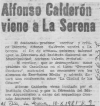Alfonso Calderón viene a La Serena.