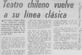 Teatro chileno vuelve a su línea clásica.
