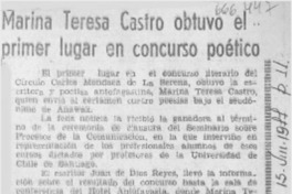 Marina Teresa Castro obtuvo el primer lugar en concurso poético.