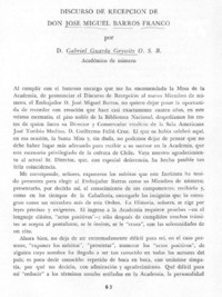 Discurso de recepción de don José Miguel Barros Franco