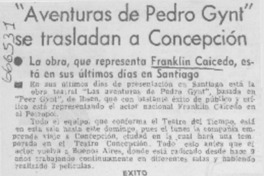 Aventuras de Pedro Gynt" se trasladan a Concepción.
