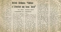 Antonio Cárdenas: "Folklore y literatura una tarea diaria"