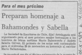 Preparan homenaje a Bahamondes y Sabella.