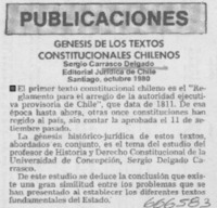 Génesis de los textos constitucionales chilenos.