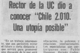 Rector de la UC dio a conocer "Chile 2010: una utopía posible".