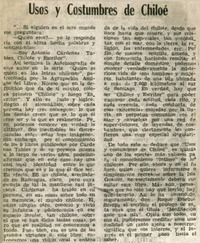 Usos y costumbres de Chiloé.