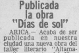 Publicada la obra "Días del sol"