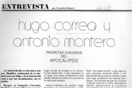 Hugo Correa y Antonio Montero profetas chilenos del apocalipsis