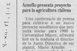 Arnello presenta proyecto para la agricultura chilena.