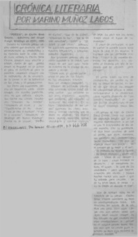 Crónica literaria  [artículo] Marino Muñoz Lagos.
