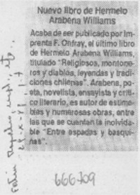 Nuevo libro de Hermelo Arabena Williams.