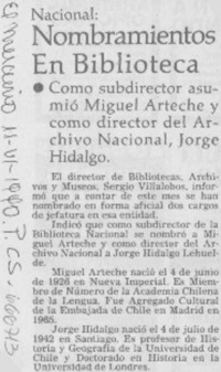 Nombramientos en biblioteca.