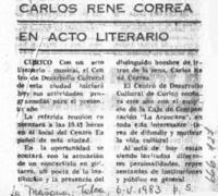 Carlos René Correa en acto literario.  [artículo]