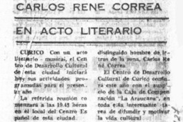 Carlos René Correa en acto literario.  [artículo]